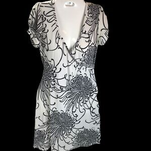 Street Code Vintage Women's Stretchy Dress Floral poly spandex Sz M Black white
